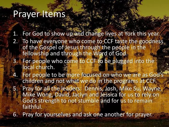 prayer items