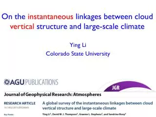 On the instantaneous linkages between cloud vertical structure and large -scale climate
