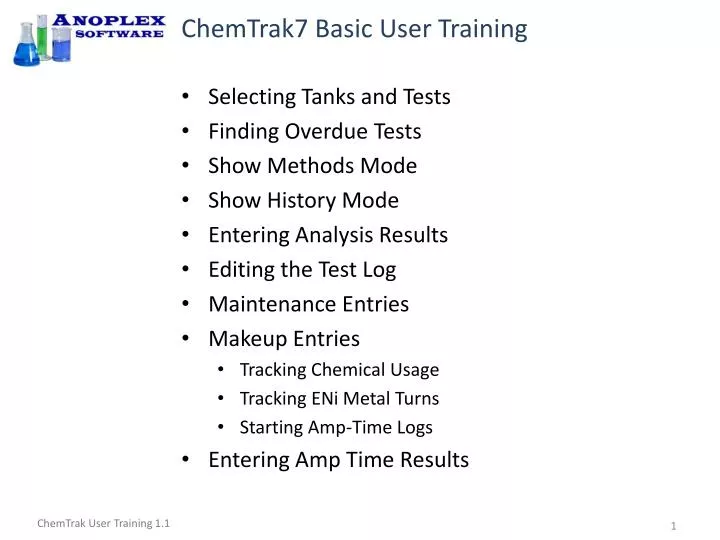 chemtrak7 basic user training