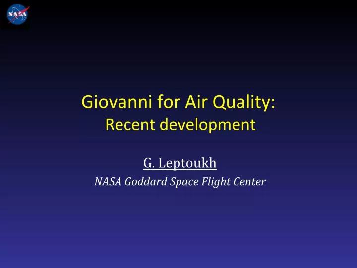 giovanni for air quality recent development