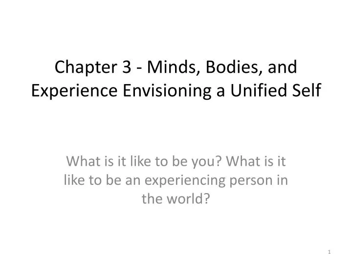 chapter 3 minds bodies and experience envisioning a unified self