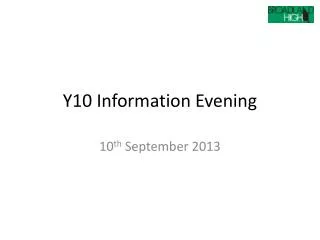 Y10 Information Evening