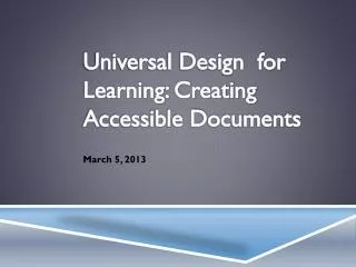 Universal Design for Learning: Creating Accessible Documents