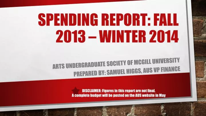 spending report fall 2013 winter 2014