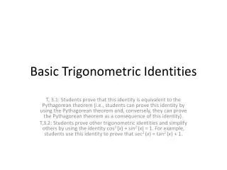 Basic Trigonometric Identities