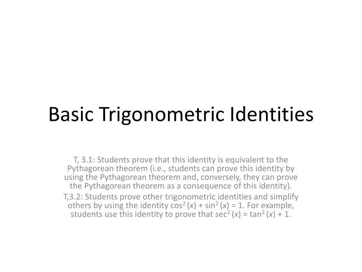 basic trigonometric identities