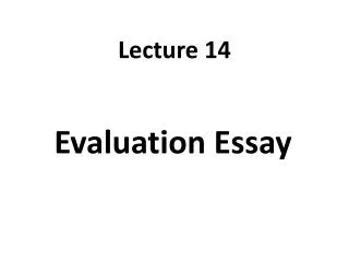 Evaluation Essay