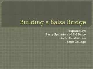 Building a Balsa Bridge