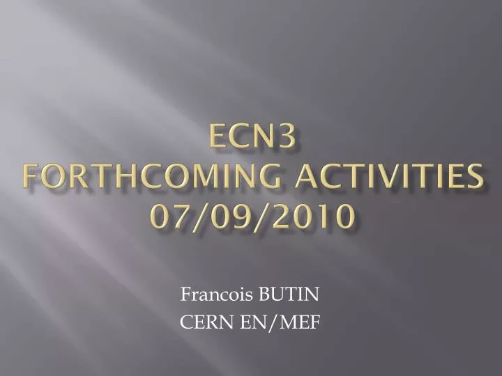 ecn3 forthcoming activities 07 09 2010