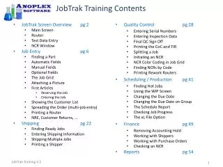 JobTrak Training Contents