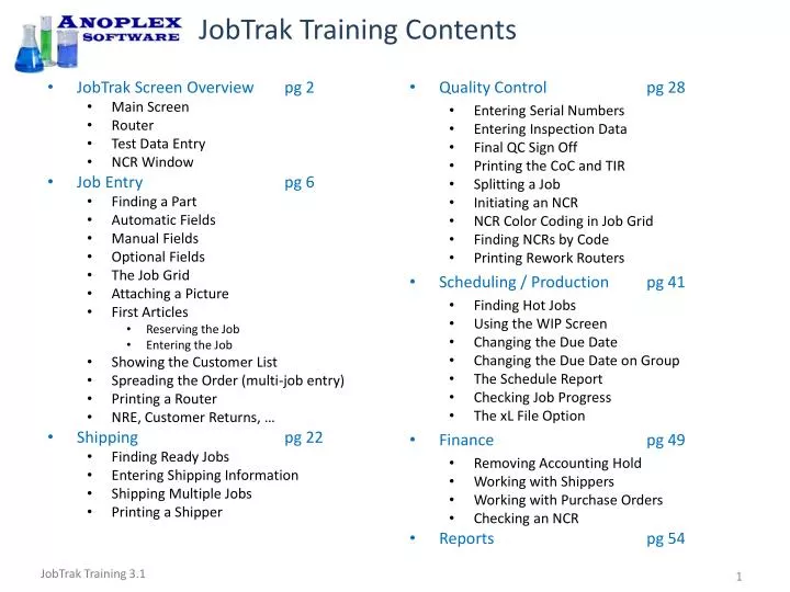 jobtrak training contents