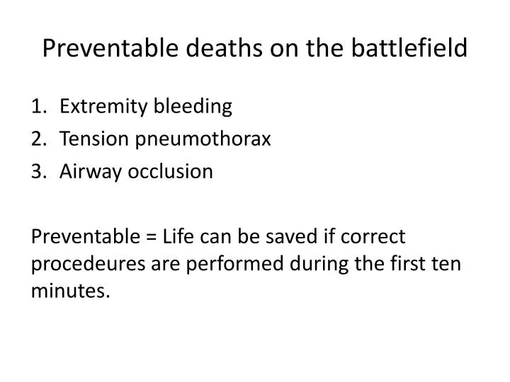 preventable deaths on the battlefield