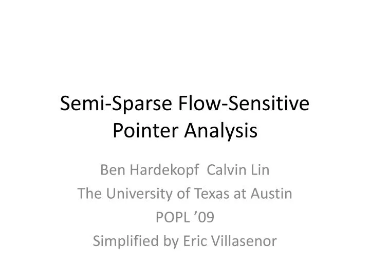 semi sparse flow sensitive pointer analysis