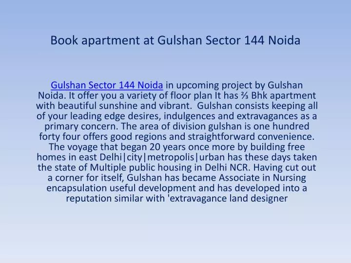 book apartment at gulshan sector 144 noida