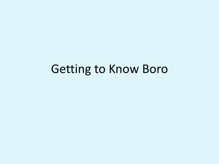 getting to know boro