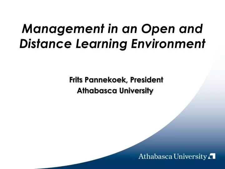 management in an open and distance learning environment