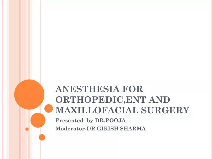 anesthesia for orthopedic ent and maxillofacial surgery