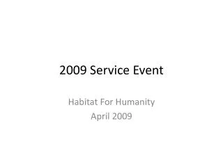 2009 Service Event