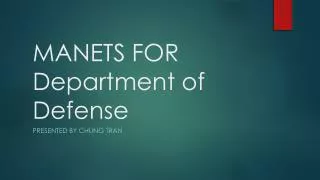 MANETS FOR Department of Defense