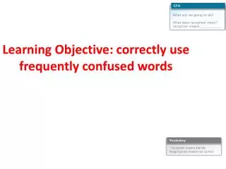 Learning Objective : correctly use frequently confused words