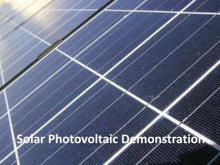 Solar Photovoltaic Demonstration