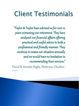 Client Testimonials