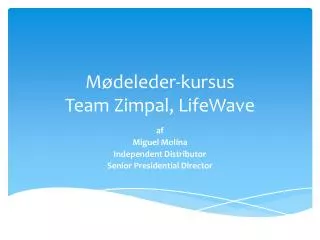 Mødeleder-kursus Team Zimpal , LifeWave