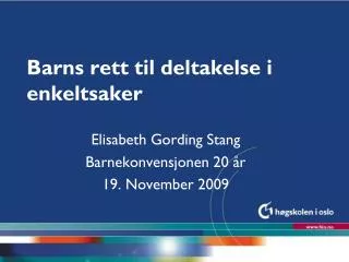 barns rett til deltakelse i enkeltsaker