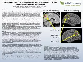 Convergent Findings in Passive and Active Processing of the Dominance Dimension of Emotion