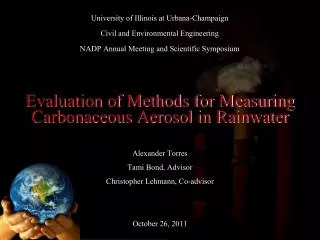 Evaluation of Methods for Measuring Carbonaceous Aerosol in Rainwater