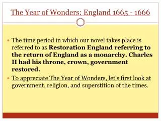 The Year of Wonders: England 1665 - 1666