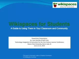 Wikispaces for Students A Guide to Using Them in Your Classroom and Community