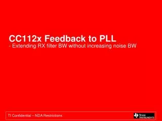 CC112x Feedback to PLL - Extending RX filter BW without increasing noise BW