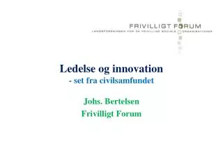 ledelse og innovation set fra civilsamfundet
