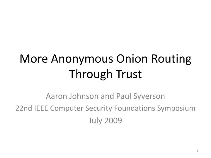 more anonymous onion routing through trust