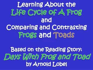 Learning About the Life Cycle of A Frog and Comparing and Contrasting Frogs and Toads