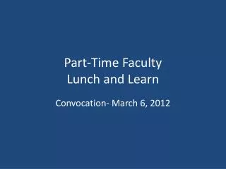 Part-Time Faculty Lunch and Learn