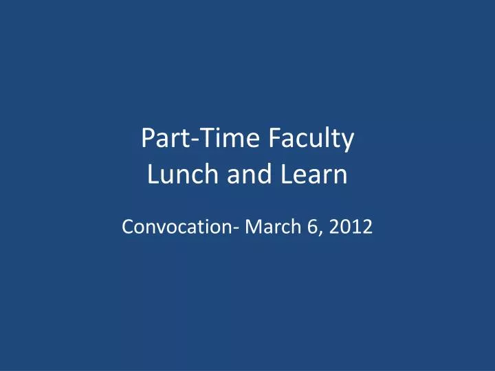 part time faculty lunch and learn