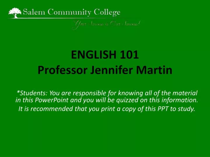 english 101 professor jennifer martin