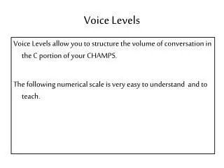 Voice Levels