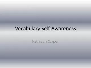Vocabulary Self-Awareness