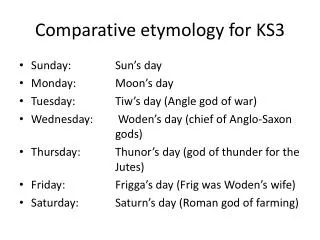Comparative etymology for KS3
