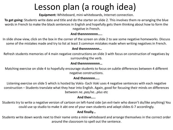 lesson plan a rough idea