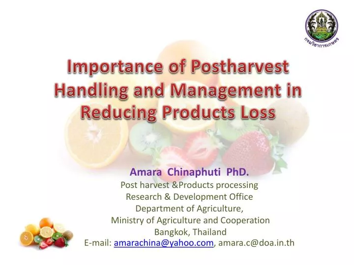 importance of postharvest handling and management in reducing products loss