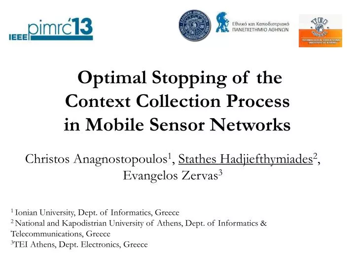 optimal stopping of the context collection process in mobile sensor networks