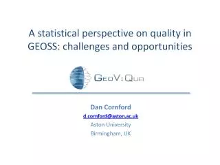 A statistical perspective on quality in GEOSS: challenges and opportunities