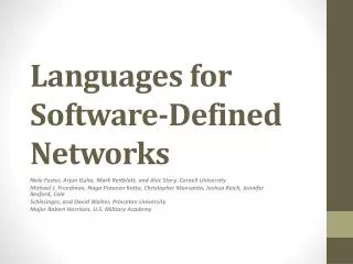 Languages for Software-Defined Networks