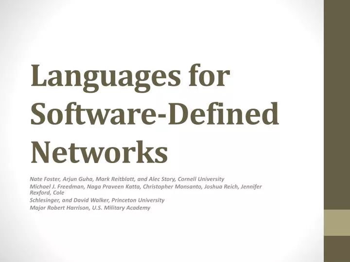 languages for software defined networks