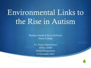 Environmental Links to the Rise in Autism