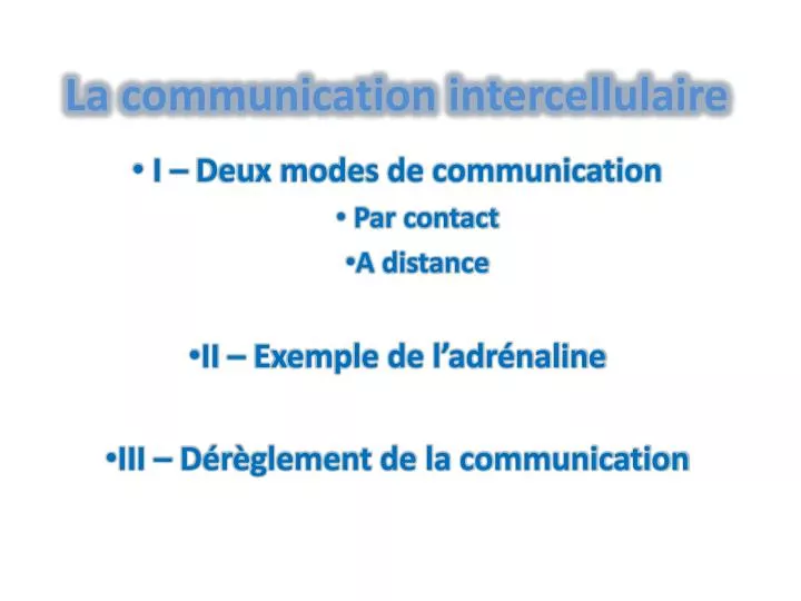 la communication intercellulaire